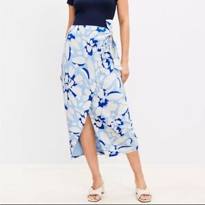 NWT Loft Brushed Daisy Linen Blend Wrap Mini Skirt